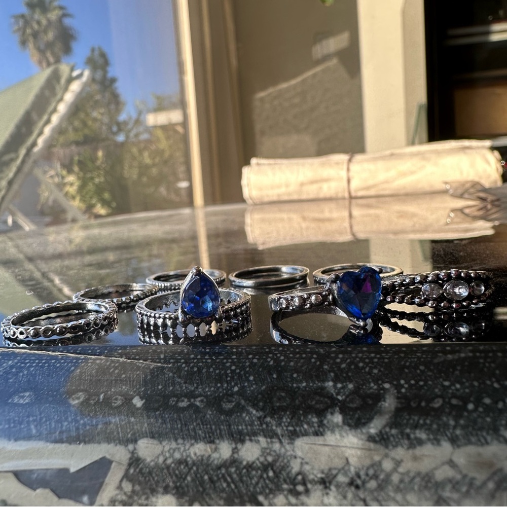 Blue Heart ♡ Bohemian Midi Rings Set - Picture 7 of 9